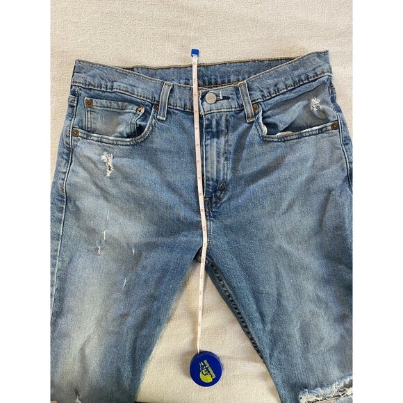 Levi's 512 Slim Taper Jeans Medium Wash Blue Denim Distressed Men's Size 32x29 - Picture 4 of 13